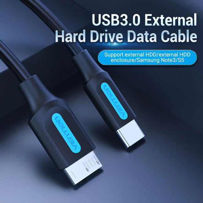 Vention Cable USB 3.0 microUSB Macho a USB Tipo-C Macho 5Gbps 50cm Negro